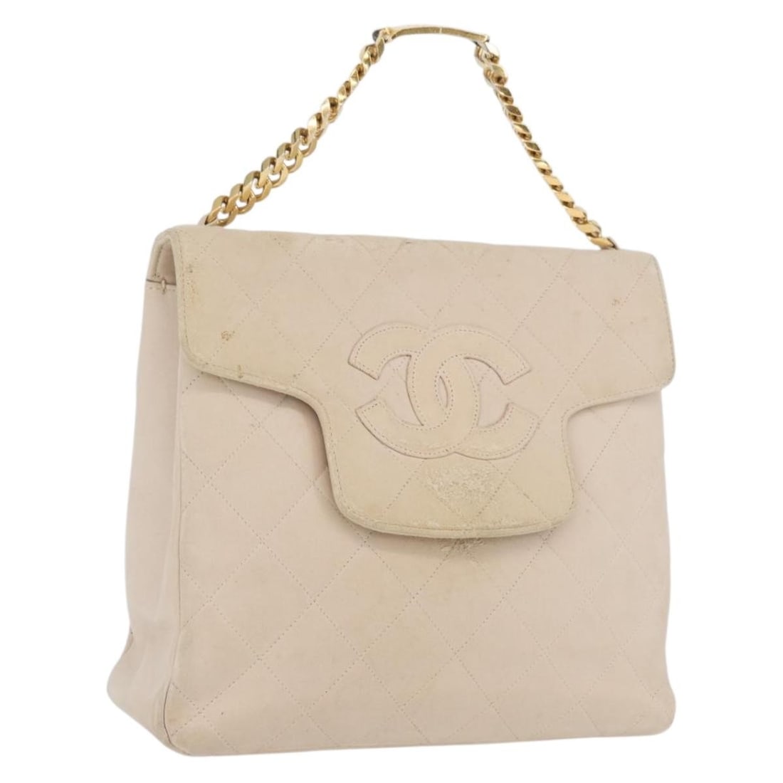 CHANEL Matelasse Lamb Skin Handbag Beige with Gold CC Chain: CHANEL Matelasse Lamb Skin Handbag Beige with Gold CC Chain CHANEL matelasse chain handbag in beige lamb skin with gold-tone CC detailing. This women's handbag is made in Italy and includes only the b