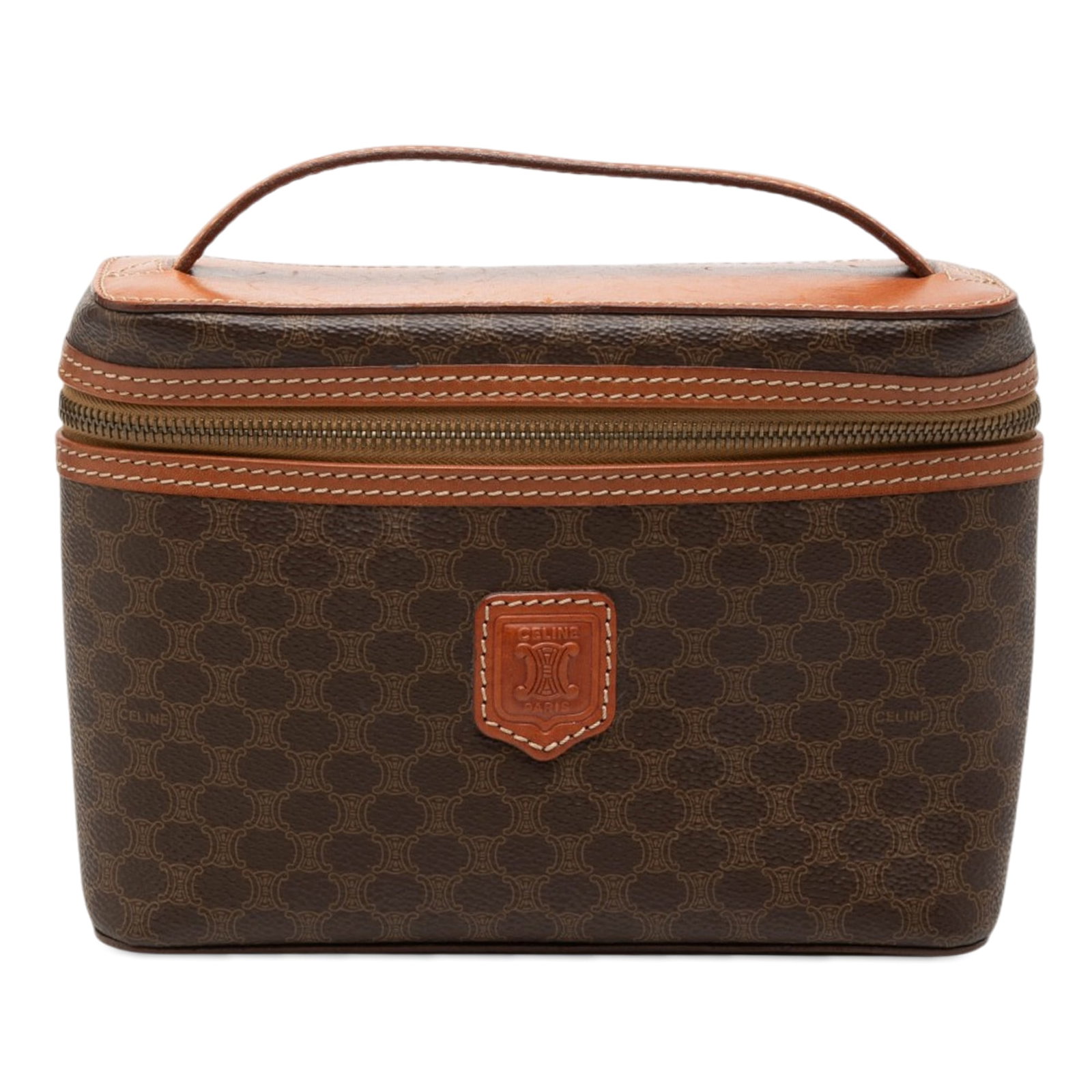 Celine Macadam vanity bag in brown coated canvas (1 of 7)