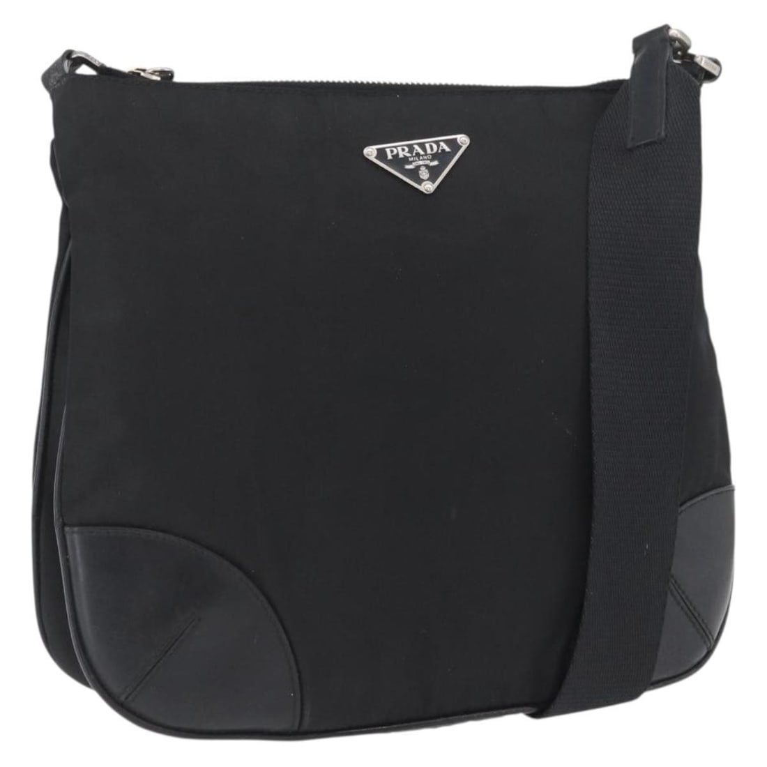 Prada Black and Silver Nylon Leather Women's Shoulder Bag Italy: Prada Black and Silver Nylon Leather Women's Shoulder Bag Italy This PRADA shoulder bag features a silver and black nylon exterior with leather accents, designed for women. Crafted in Italy, it offers