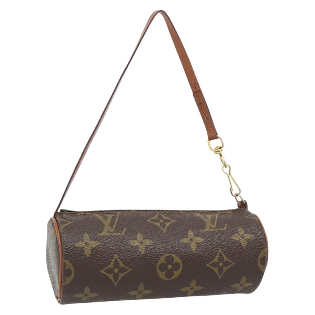 Louis Vuitton Papillon Monogram Canvas Pouch France: Louis Vuitton Papillon Monogram Canvas Pouch France Louis Vuitton Papillon pouch in Monogram canvas with a compact cylindrical silhouette. This women's pouch is made in France and shows heavy signs of