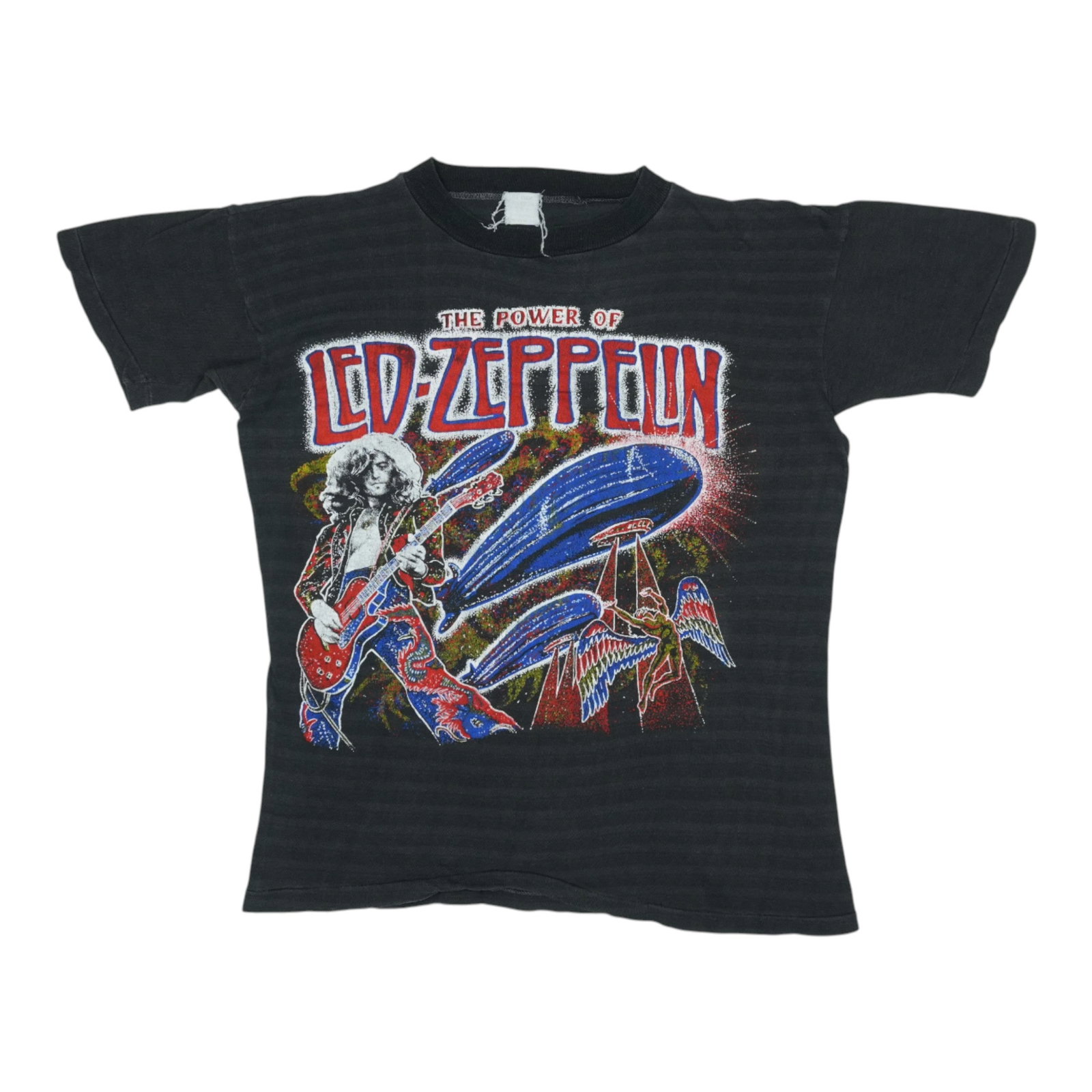 Vintage 1980s Led Zeppelin Black Cotton Graphic T Shirt (1 of 5)