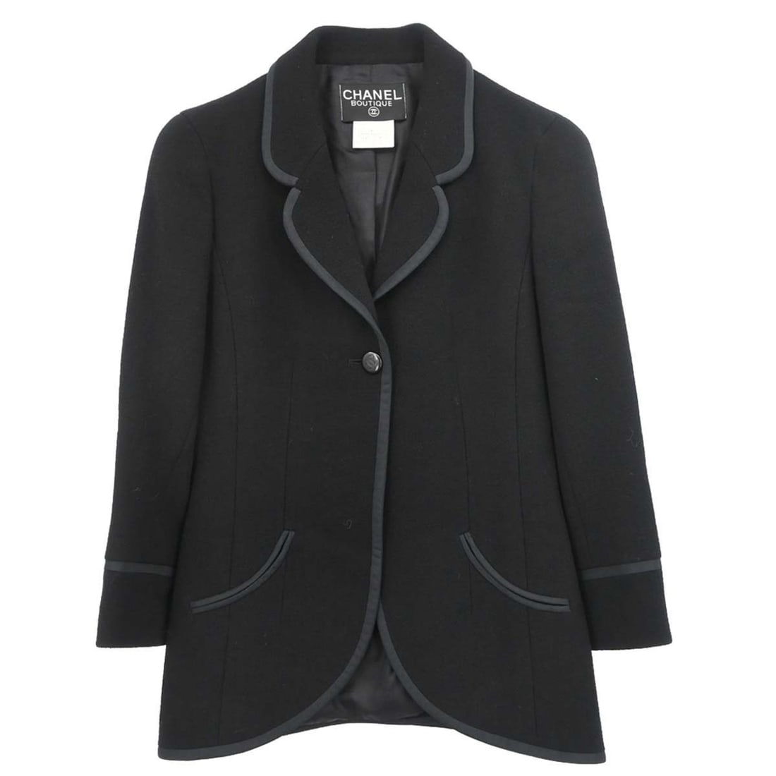 Vintage Chanel wool jacket size 38 black single breasted (1 of 18)