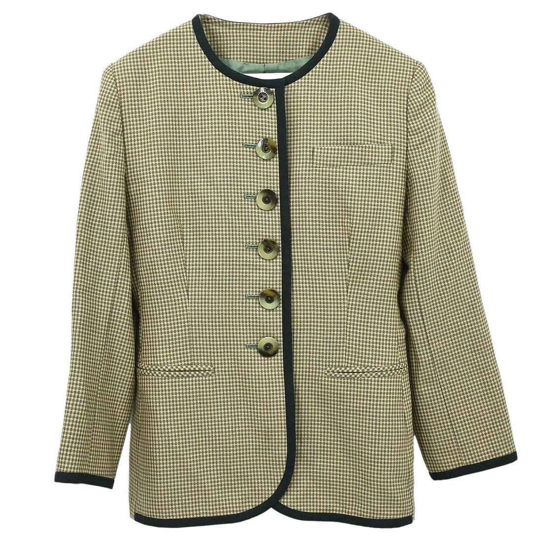 Christian Dior Wool Mid Length Jacket Green Button Front Womens (1 of 15)