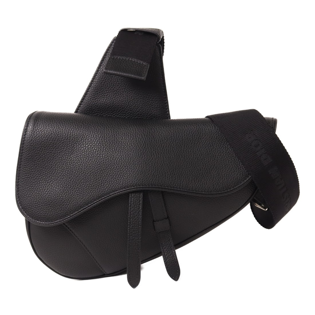 Dior Saddle Calfskin Black Shoulder Bag CD SHW: Dior Saddle Calfskin Black Shoulder Bag CD SHW This Christian Dior Saddle shoulder bag features a sleek design crafted from black calfskin leather. The bag offers a compact yet functional silhouette, 
