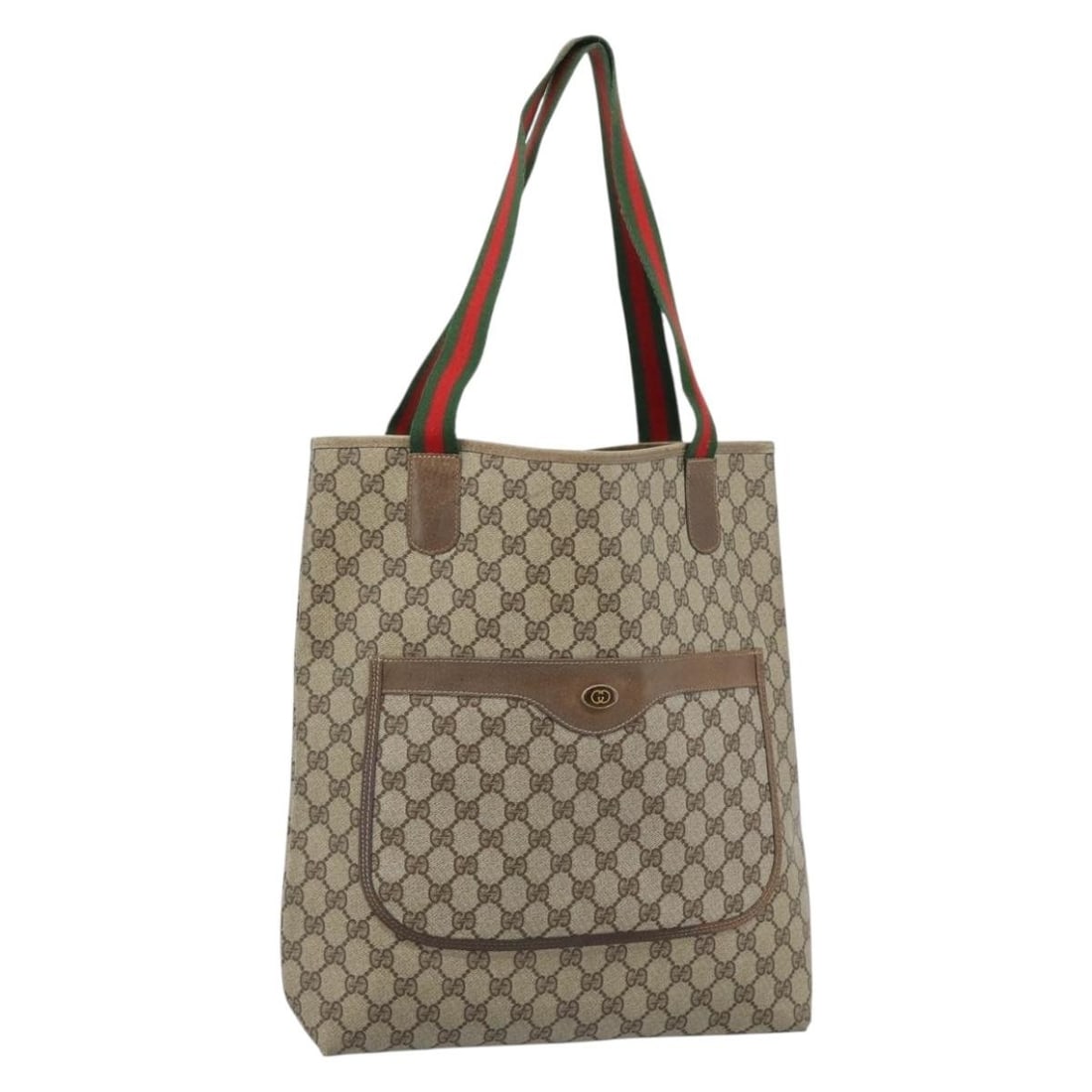 Gucci Sherry Line GG Supreme PVC Leather Beige Tote 41 004 4465: Gucci Sherry Line GG Supreme PVC Leather Beige Tote 41 004 4465 Gucci GG Supreme Web Sherry Line tote bag in beige PVC leather and GG canvas. Made in Italy, this women's tote shows heavy use with visi