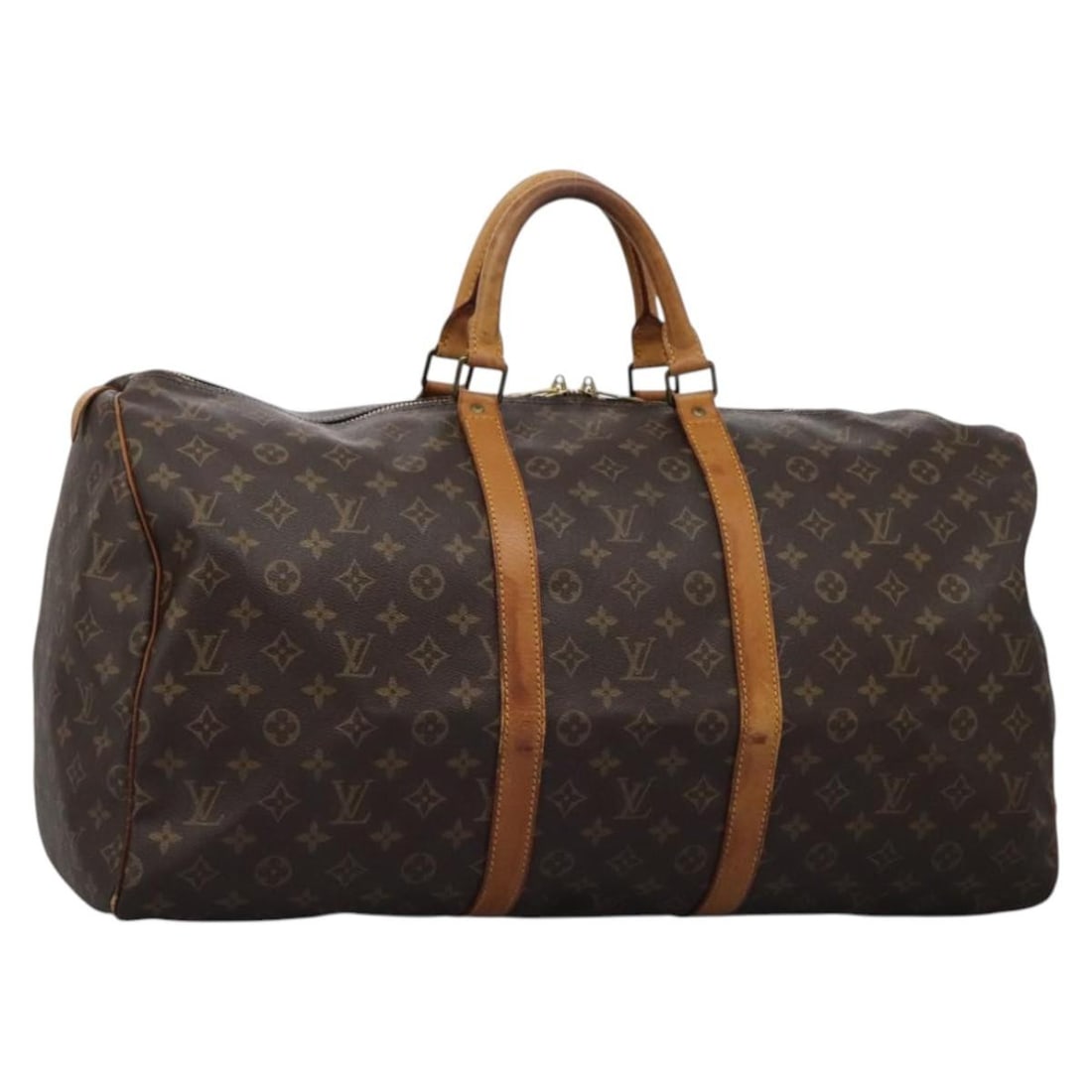 Louis Vuitton Keepall 55 Monogram Canvas Boston Bag M41424 France: Louis Vuitton Keepall 55 Monogram Canvas Boston Bag M41424 France This is a Louis Vuitton Monogram Keepall 55 Boston Bag, model M41424, crafted from signature Monogram Canvas. The bag features a spaci