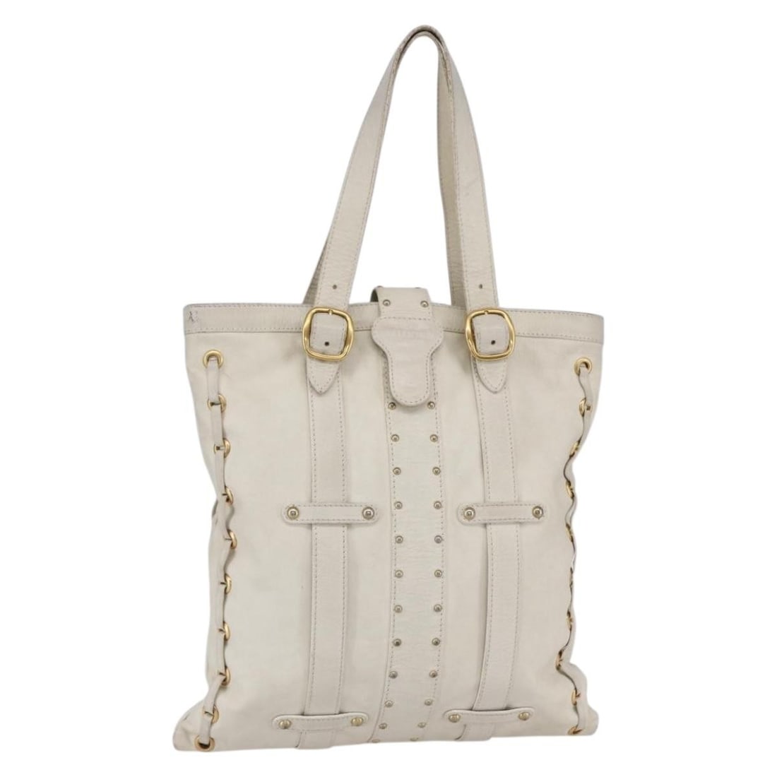 Valentino white gold leather women tote bag 14.2 inch: Valentino white gold leather women tote bag 14.2 inch This VALENTINO tote bag is crafted from white and gold leather and designed for women. The bag features a spacious interior, dual top handles with