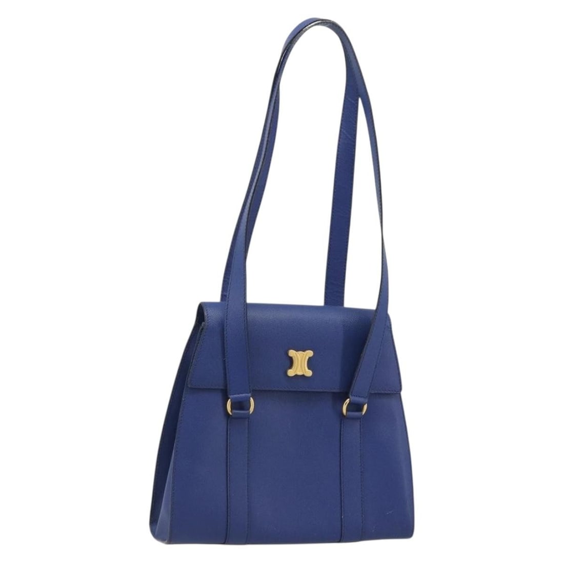 CELINE Blue Leather Shoulder Bag with Gold Tone Hardware: CELINE Blue Leather Shoulder Bag with Gold Tone Hardware Celine shoulder bag in blue leather with gold-tone accents. Made in Italy, this women's bag includes the item shown in the photo only; item box