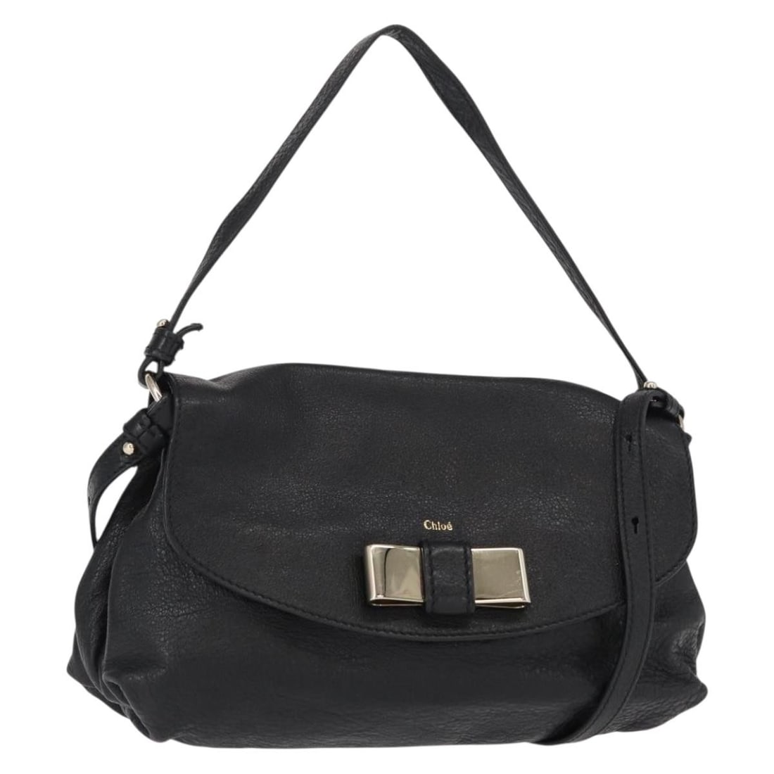 Chloe Lily Leather Hand Bag Black Gold Auth BA8650 (1 of 18)