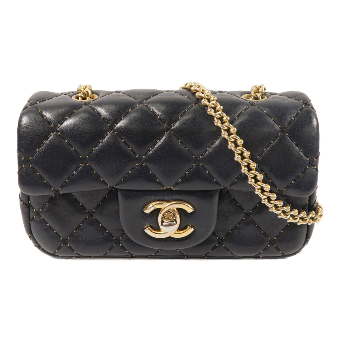 Black Lambskin CHANEL Chain Shoulder Bag GHW: Black Lambskin CHANEL Chain Shoulder Bag GHW This CHANEL shoulder bag is crafted from luxurious black lambskin leather and features a classic chain design. The bag is designed for women and offers a c