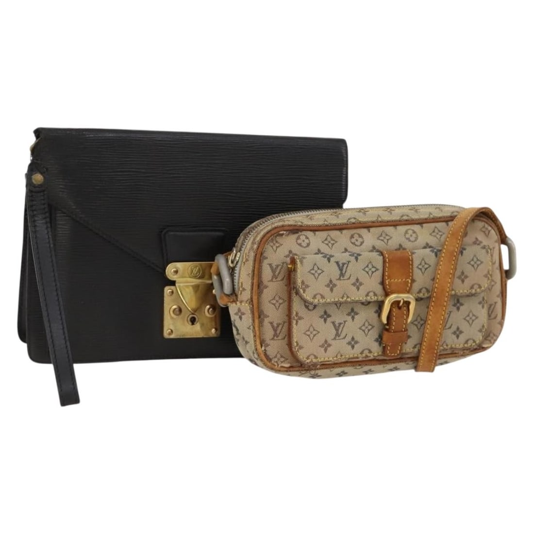 2 Piece Louis Vuitton Monogram Mini Canvas Shoulder Bag Bundle Blue Black: 2 Piece Louis Vuitton Monogram Mini Canvas Shoulder Bag Bundle Blue Black Set of 2 Louis Vuitton Monogram Mini canvas shoulder bags in blue and black. Made in France for women, this bundle includes on