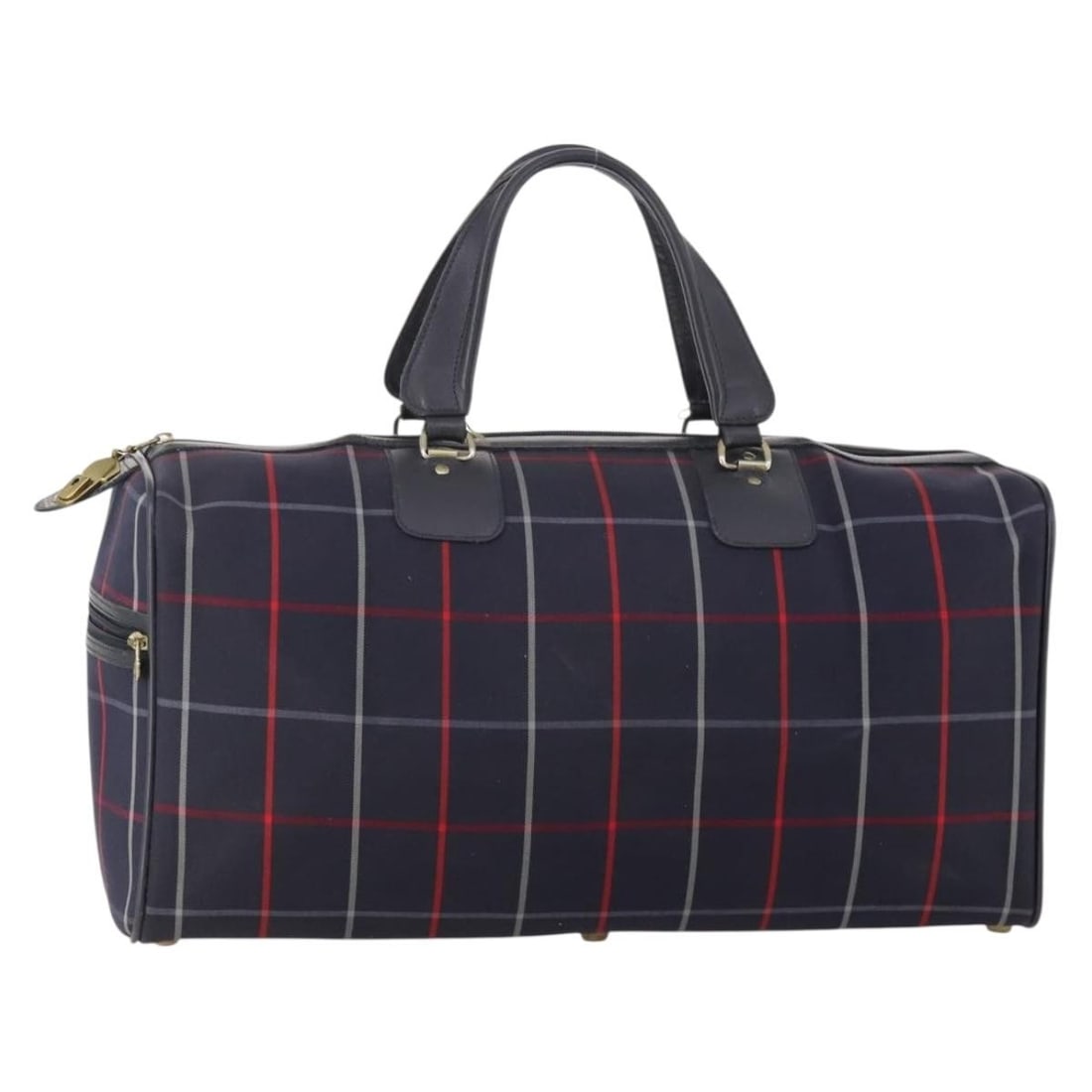 Burberrys Nova Check Navy Gold Canvas Boston Bag: Burberrys Nova Check Navy Gold Canvas Boston Bag This Burberrys Boston Bag features the iconic Nova Check pattern in navy and gold canvas. Designed for women, it is crafted in England and offers a spa
