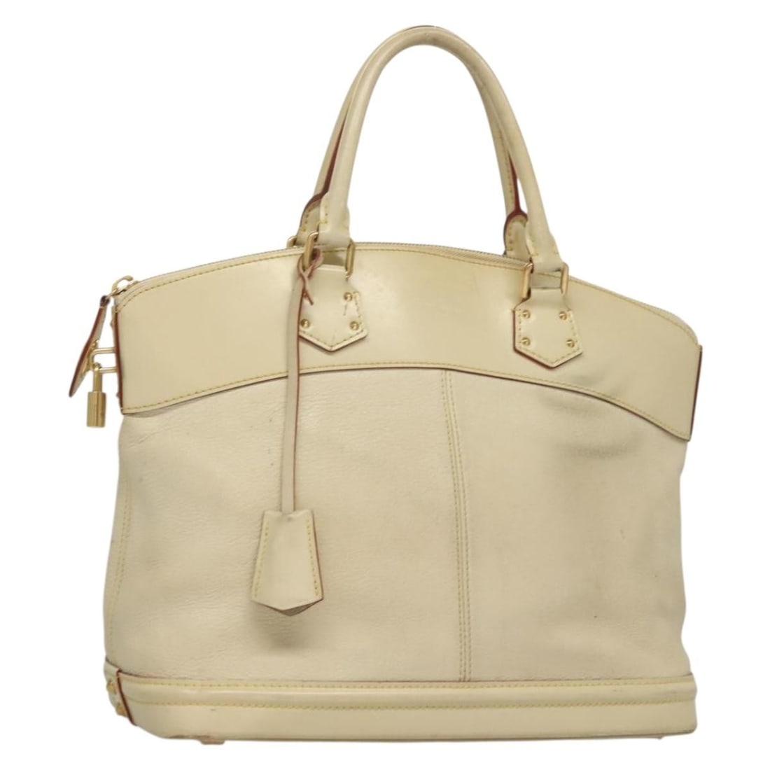 Louis Vuitton M91874 Suhari Lockit MM White Leather Handbag: Louis Vuitton M91874 Suhari Lockit MM White Leather Handbag Louis Vuitton Suhari Lockit MM handbag in white leather. This women's handbag is made in France and includes a padlock, two keys, and a cloc
