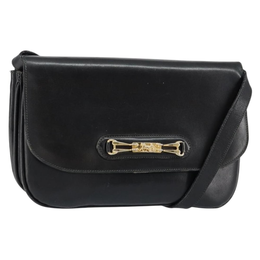 CELINE Horse Carriage Leather Shoulder Bag Black Gold (1 of 18)