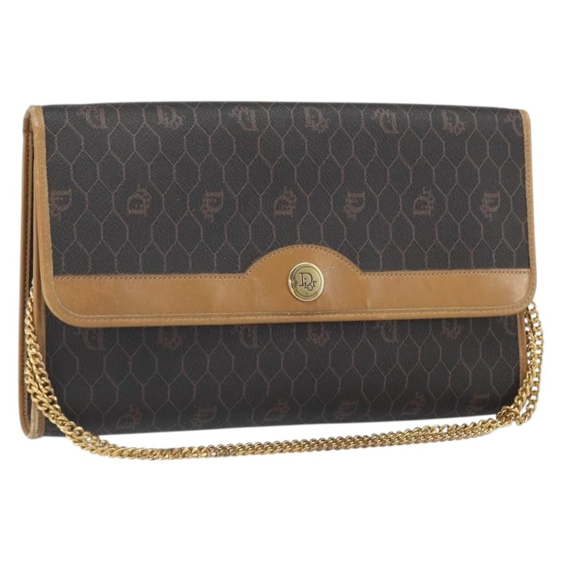 Dior Honeycomb Black PVC Canvas Shoulder Bag Gold Chain Strap: Dior Honeycomb Black PVC Canvas Shoulder Bag Gold Chain Strap This Christian Dior shoulder bag features the iconic honeycomb canvas design with black and gold PVC leather accents. Made in France, it i