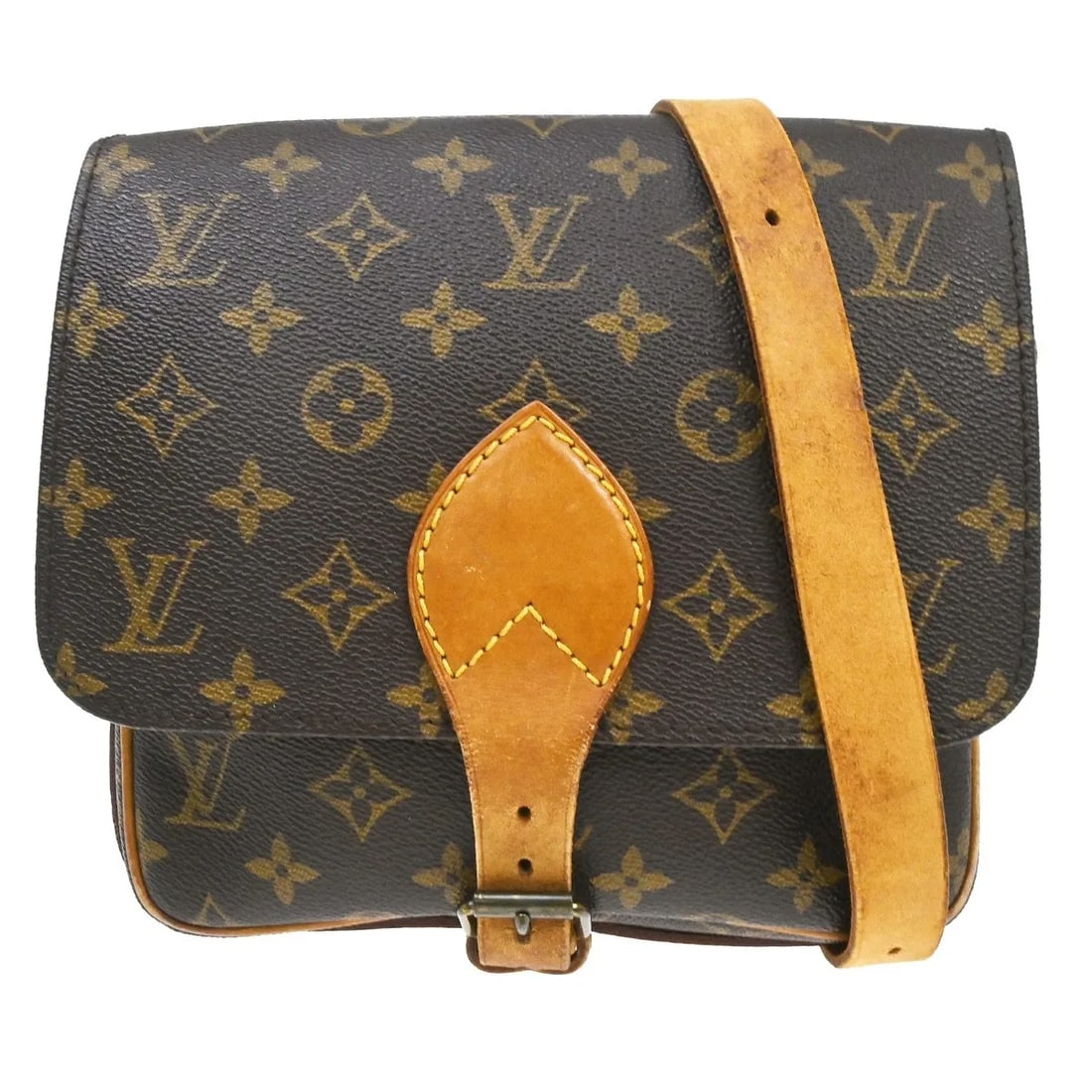 Louis Vuitton Cartouchiere Unisex Brown Monogram Canvas Shoulder Bag: Louis Vuitton Cartouchiere Unisex Brown Monogram Canvas Shoulder Bag Louis Vuitton Cartouchiere in brown monogram canvas. This unisex shoulder bag is made in France and is presented in fair condition 