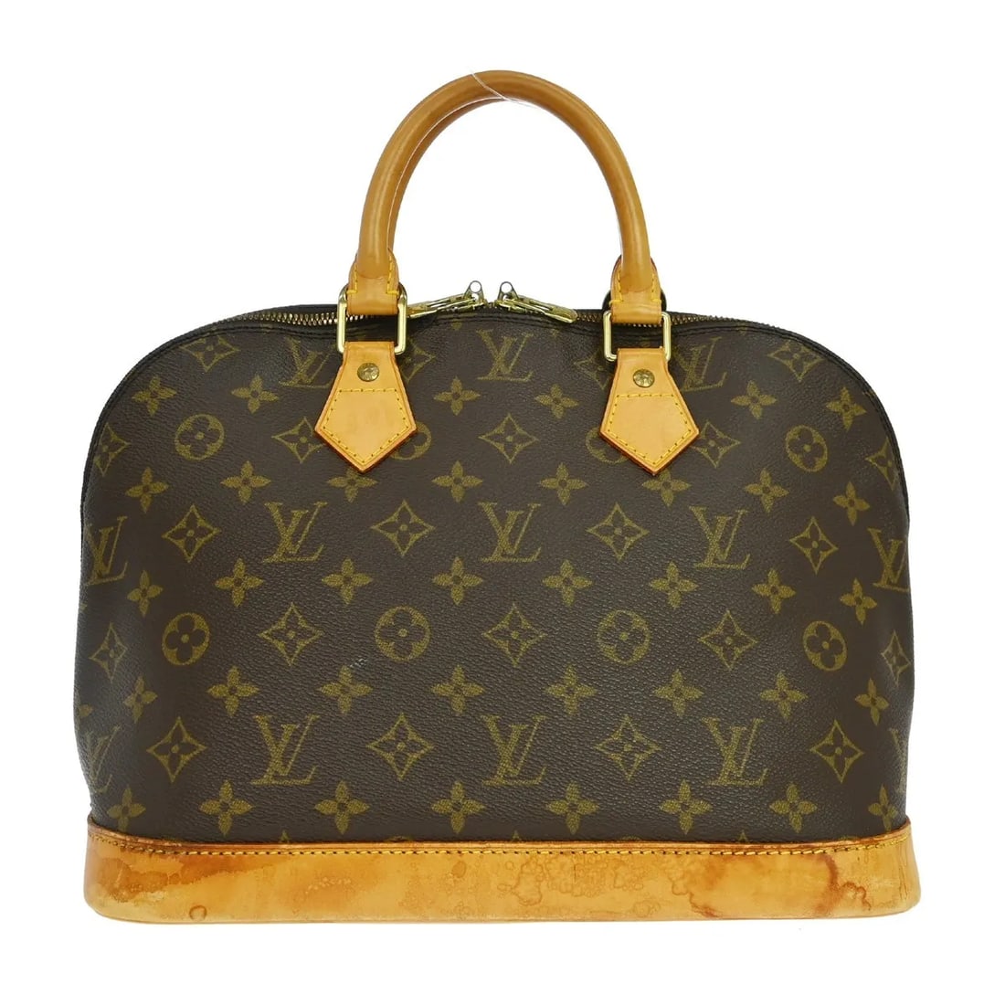 Louis Vuitton Alma Brown Monogram Canvas Handbag: Louis Vuitton Alma Brown Monogram Canvas Handbag Louis Vuitton Alma handbag in brown monogram canvas. This piece is in fair condition with visible wear throughout, including scuffs, suntanning, stains