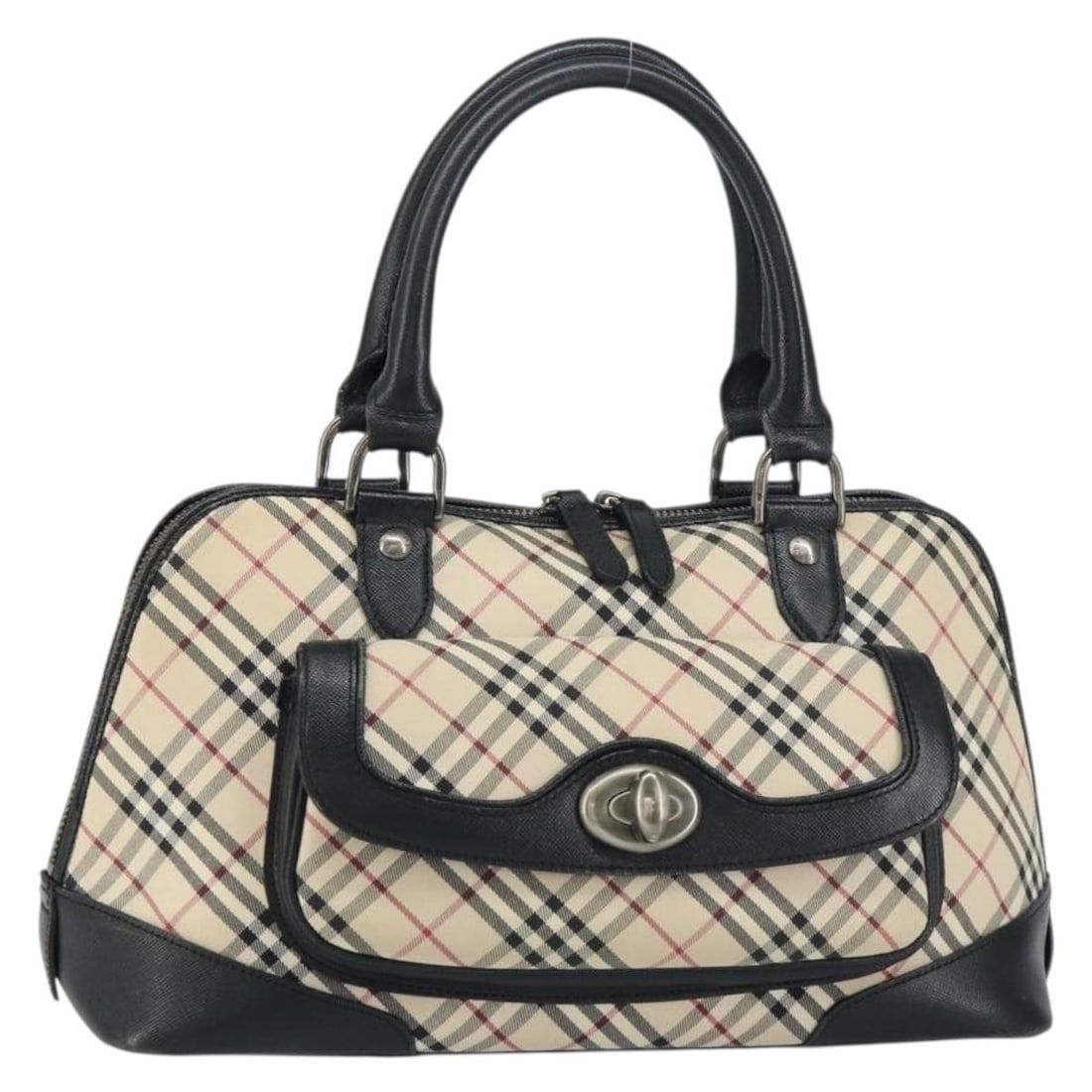 BURBERRY Nova Check Hand Bag Canvas Beige Silver Authentic (1 of 18)