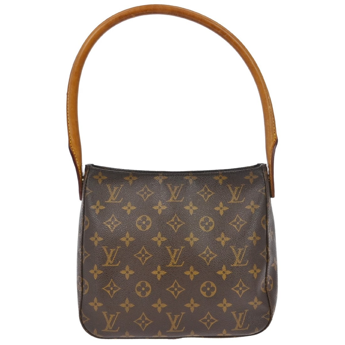 Louis Vuitton Mini Looping Monogram Canvas Top Handle Bag M51146: Louis Vuitton Mini Looping Monogram Canvas Top Handle Bag M51146 Vintage Louis Vuitton Looping MM handbag in brown monogram canvas and leather with a top handle and magnetic closure. The bag features 