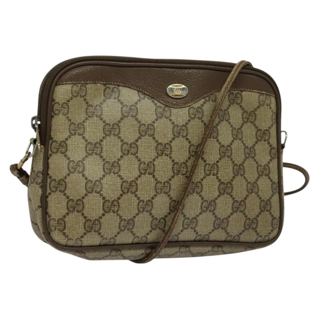 Gucci GG Canvas Beige Shoulder Bag 97 02 068 Italy: Gucci GG Canvas Beige Shoulder Bag 97 02 068 Italy This GUCCI GG Supreme shoulder bag features a beige PVC leather and GG canvas exterior. Designed for women, the bag is made in Italy and includes a s