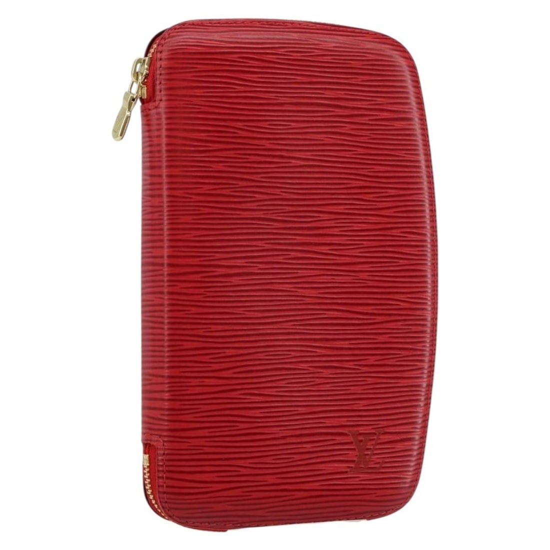 Louis Vuitton M63877 red Epi leather agenda wallet: Louis Vuitton M63877 red Epi leather agenda wallet Louis Vuitton Epi Agenda Geod wallet in red Epi leather. This women's wallet was made in France and is a heavily used piece with visible wear. Condit