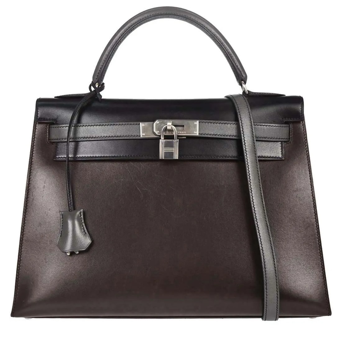 Hermes Kelly Black Box Calf Leather Palladium Hardware Handbag (1 of 15)