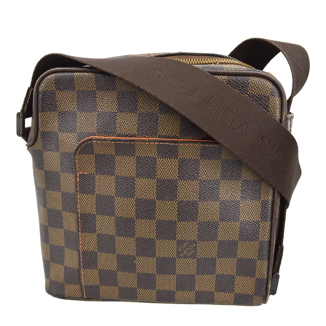 Louis Vuitton Olaf PM Damier crossbody bag N41442 MI0025: Louis Vuitton Olaf PM Damier crossbody bag N41442 MI0025 Vintage Louis Vuitton Olaf PM shoulder bag in brown Damier canvas with leather trim. This medium crossbody style features a zip closure, adjust