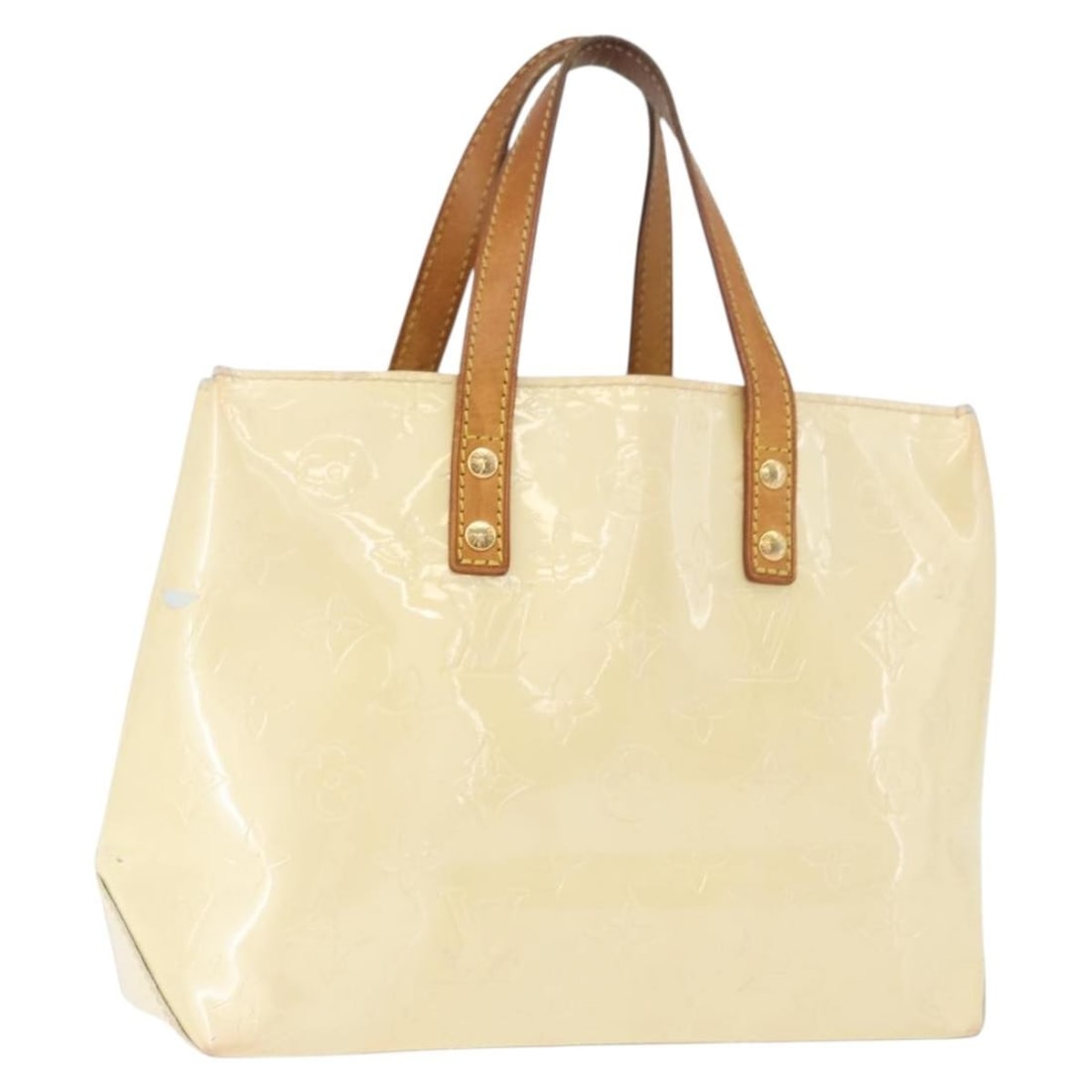 Louis Vuitton Reade PM Monogram Vernis Perle Patent Leather Handbag: Louis Vuitton Reade PM Monogram Vernis Perle Patent Leather Handbag This Louis Vuitton Monogram Vernis Reade PM handbag in Perle is crafted from patent leather and features a compact, structured silho