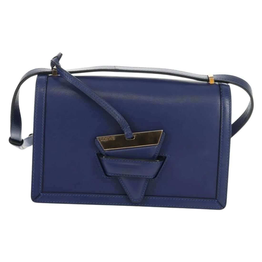 Loewe Barcelona Blue Leather Shoulder Bag: Loewe Barcelona Blue Leather Shoulder Bag Loewe Barcelona leather bag in blue. Made in Spain, this women's bag is presented in fair condition with light rubbing to the exterior, interior, pocket, and 