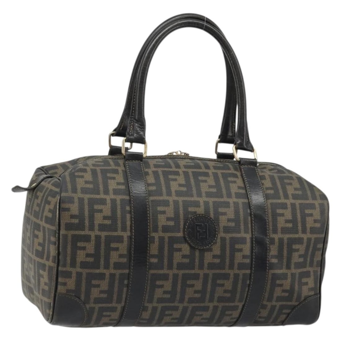 FENDI Zucca Canvas Boston Handbag in Brown and Black: FENDI Zucca Canvas Boston Handbag in Brown and Black Authentic FENDI Boston bag in brown and black Zucca canvas, made in Italy. This women's handbag is offered without the original box or dust bag; on