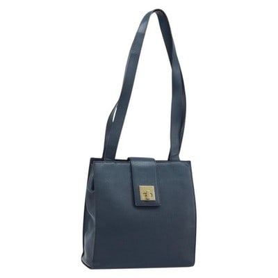 CELINE Leather Shoulder Bag Navy Gold Tone Made in Italy: CELINE Leather Shoulder Bag Navy Gold Tone Made in Italy Authentic CELINE shoulder bag in navy leather with gold-tone accents. Made in Italy, this shoulder bag has a structured everyday silhouette and
