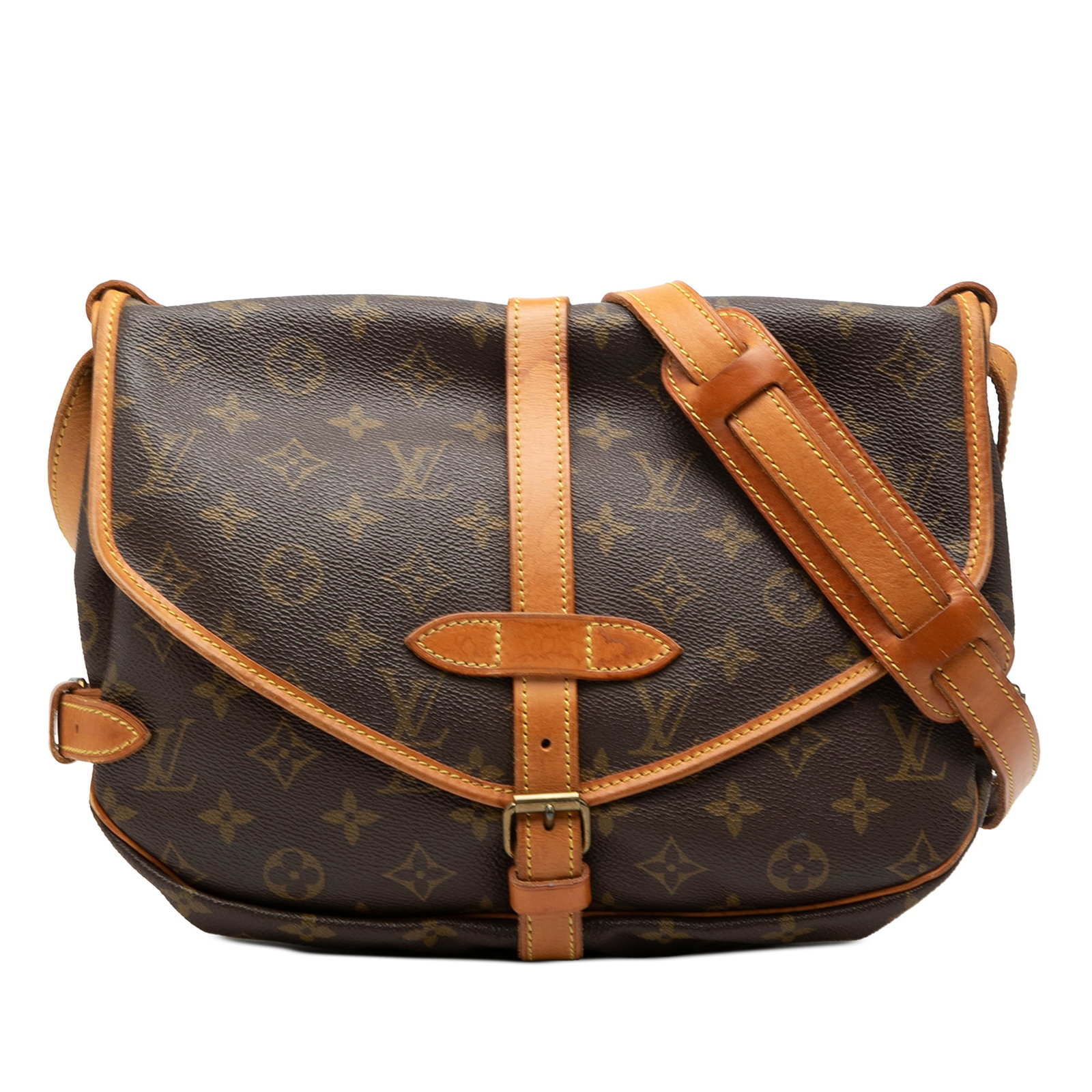 Louis Vuitton Saumur 30 Monogram Canvas Crossbody Bag: Louis Vuitton Saumur 30 Monogram Canvas Crossbody Bag The Louis Vuitton Monogram Saumur 30 is a classic shoulder bag crafted from the brand's signature monogram canvas with vachetta leather trim. It f