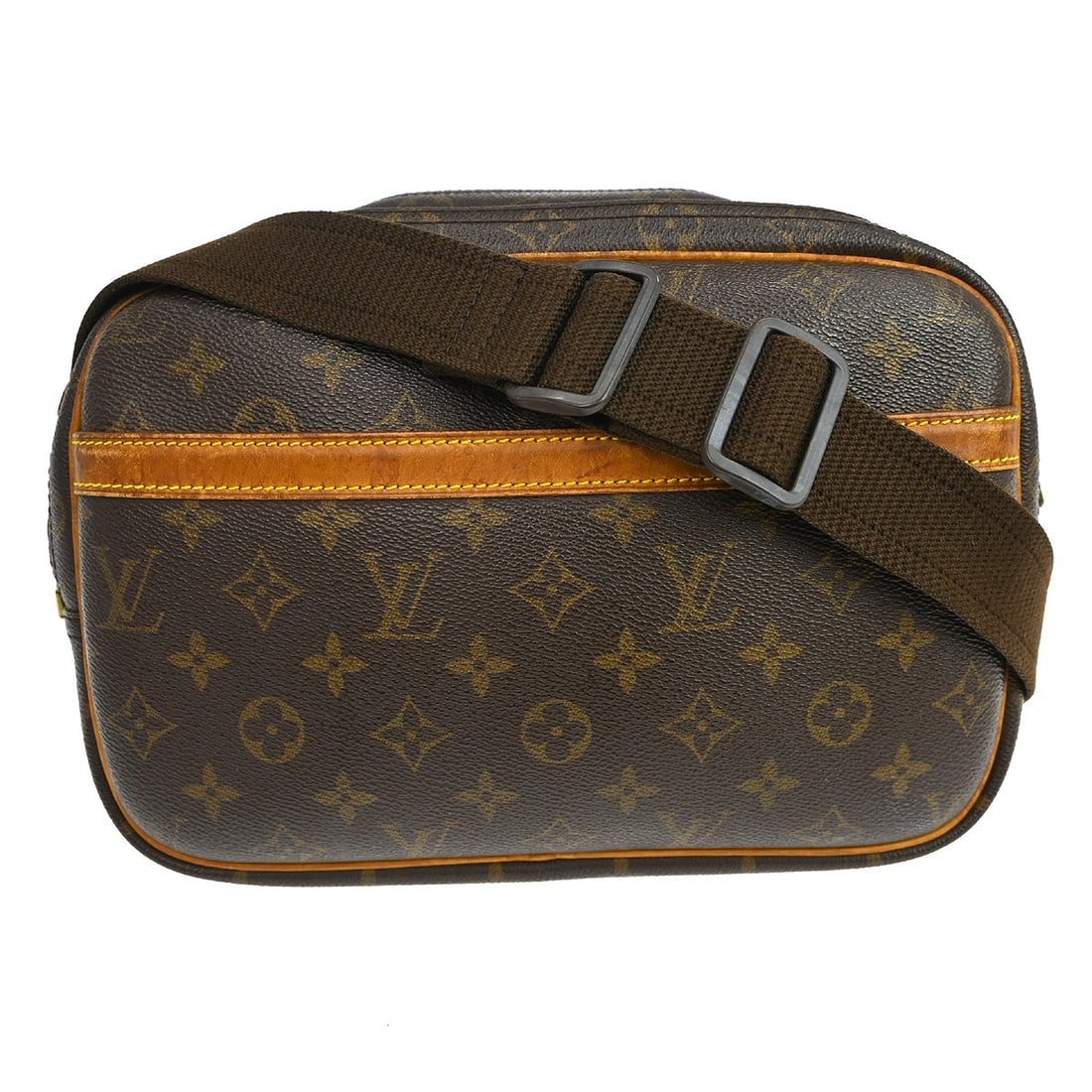 Louis Vuitton Reporter PM Monogram Crossbody Shoulder Bag M45254: Louis Vuitton Reporter PM Monogram Crossbody Shoulder Bag M45254 Vintage Louis Vuitton Reporter PM shoulder bag in brown Monogram canvas with leather trim. This small crossbody-style bag features a zi