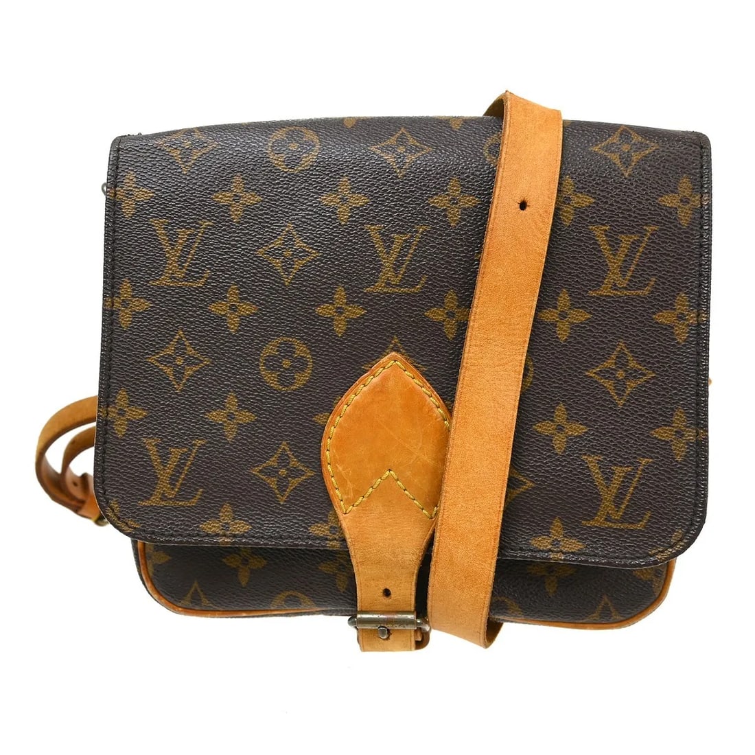Louis Vuitton Cartouchiere Brown Monogram Canvas Shoulder Bag: Louis Vuitton Cartouchiere Brown Monogram Canvas Shoulder Bag Louis Vuitton Cartouchiere shoulder bag in brown monogram canvas. This unisex bag is made in France and is presented in fair condition wit