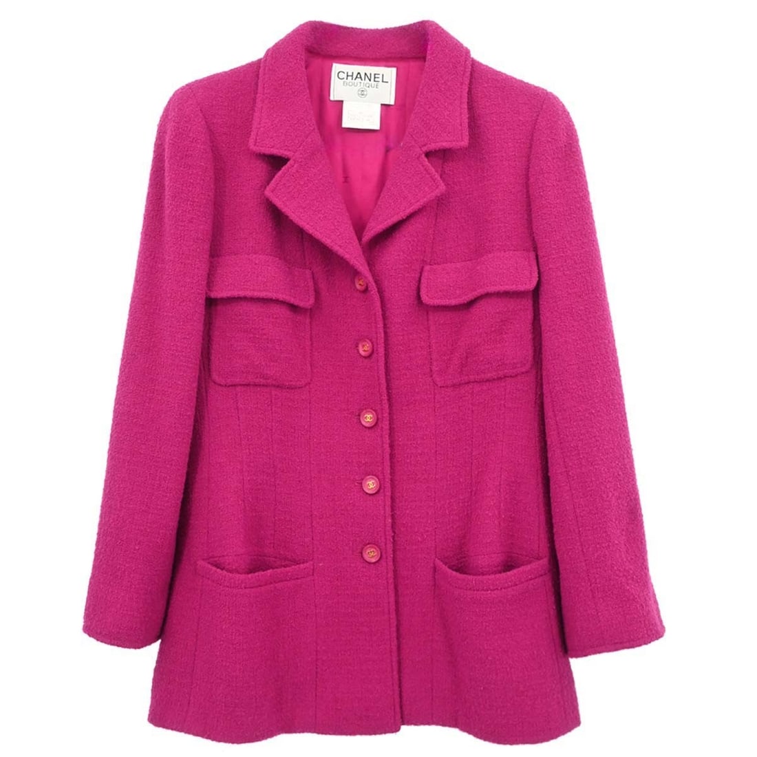 CHANEL 95A Pink Wool Nylon Mid Length Jacket FR 44 (1 of 18)