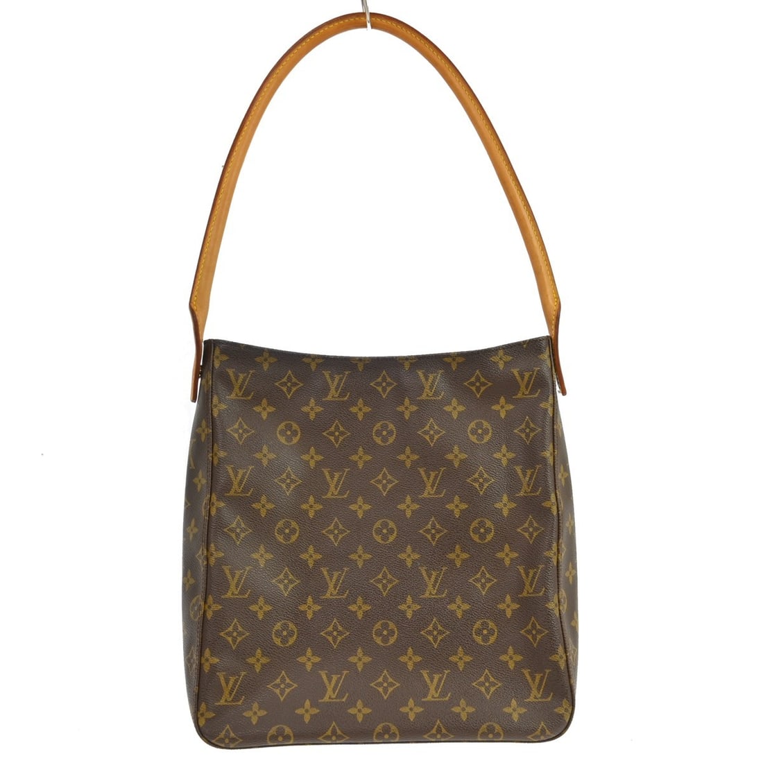 Louis Vuitton Looping GM Monogram Shoulder Bag M51145: Louis Vuitton Looping GM Monogram Shoulder Bag M51145 Vintage Louis Vuitton Looping GM shoulder bag in Monogram canvas with leather trim and a beige leather strap. The bag features a brown exterior, b