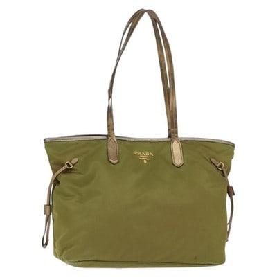 PRADA Khaki Gold Nylon Tote Bag Made in Italy (1 of 18)