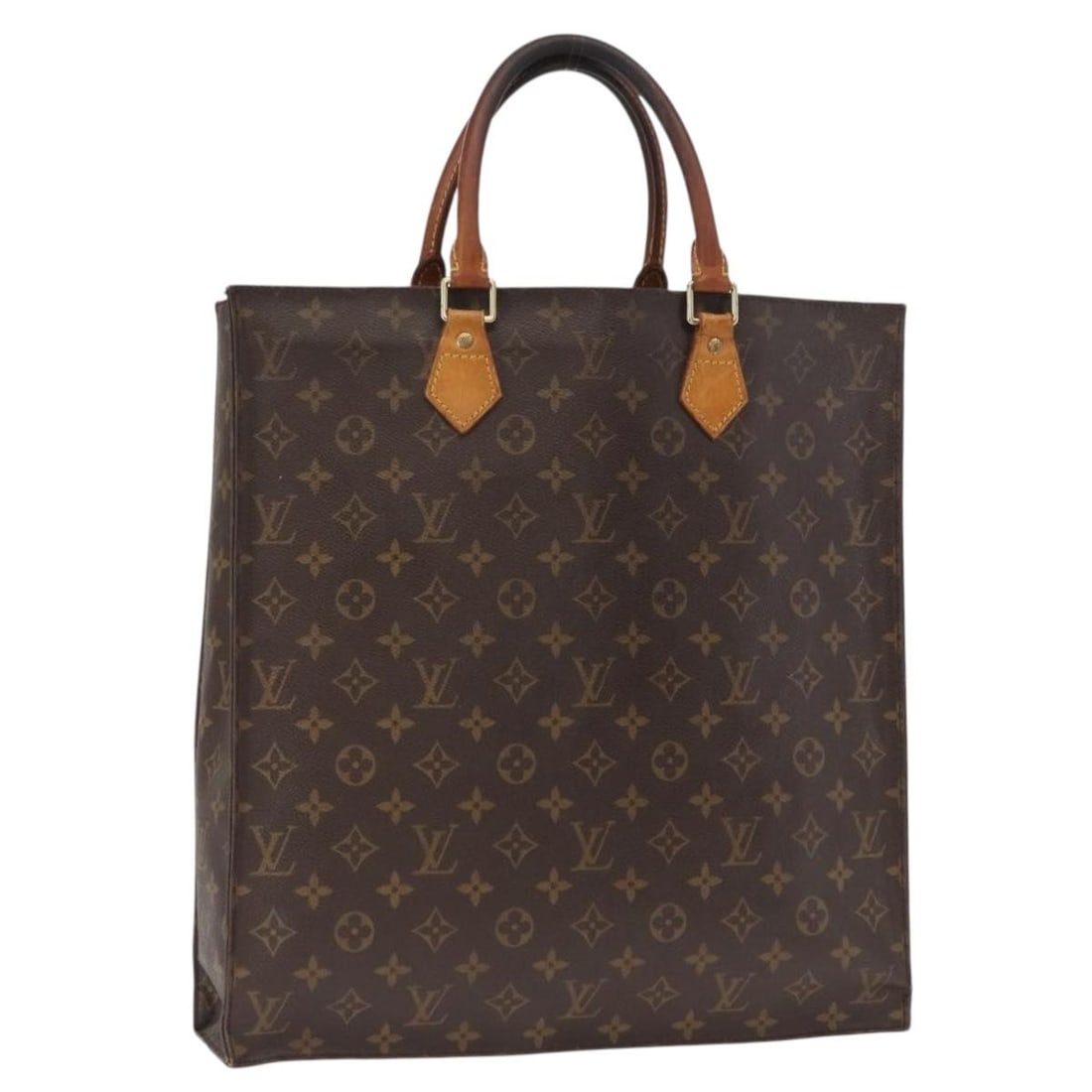 Louis Vuitton Sac Plat Monogram Canvas Handbag M51140 France: Louis Vuitton Sac Plat Monogram Canvas Handbag M51140 France This is a Louis Vuitton Monogram Sac Plat handbag, crafted from the brand's iconic monogram canvas. The bag is made in France and features 