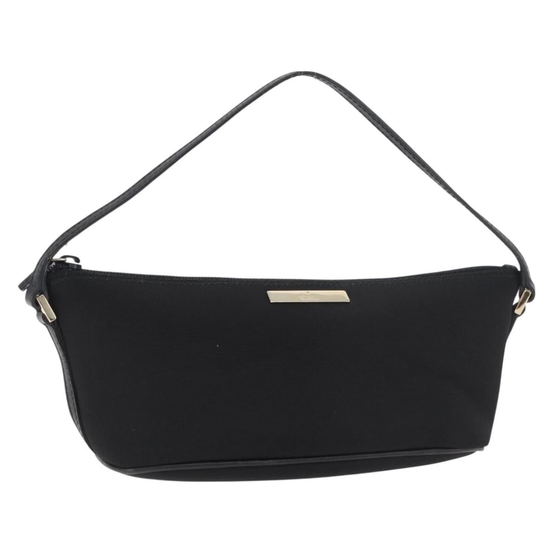 Gucci 039 1103 Nylon Accessory Pouch Black Gold Tone: Gucci 039 1103 Nylon Accessory Pouch Black Gold Tone Gucci accessory pouch in black nylon with gold-tone accents. Made in Italy, this women's pouch has a compact silhouette suitable for carrying small