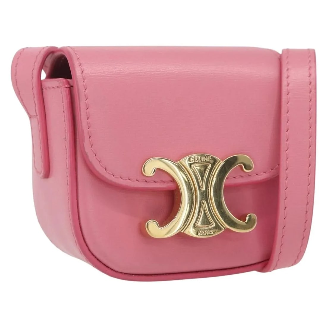Pink Celine Triomphe Leather Shoulder Bag Made in Italy: Pink Celine Triomphe Leather Shoulder Bag Made in Italy The Celine Triomphe Shoulder Bag is crafted from smooth pink leather and features a compact, elegant silhouette. Designed for women, this pre-ow