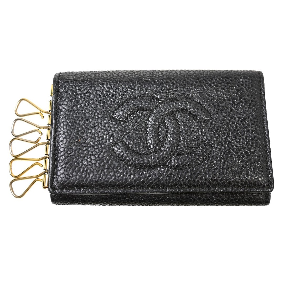 CHANEL 6 Hook Key Case Caviar Leather Black Italy (1 of 7)