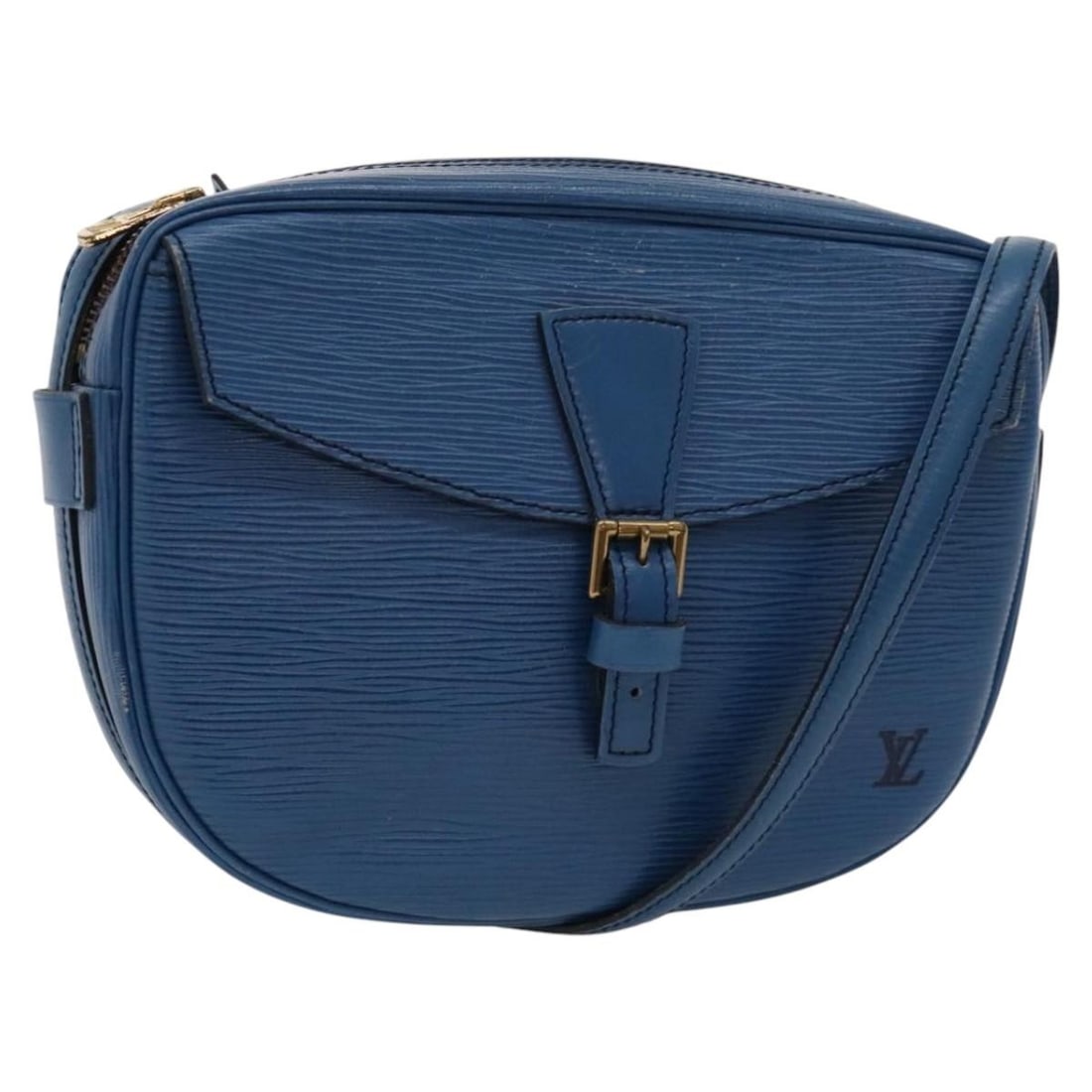 Louis Vuitton Epi June Feuille Blue Leather Shoulder Bag M52155 France: Louis Vuitton Epi June Feuille Blue Leather Shoulder Bag M52155 France This is a Louis Vuitton Epi June Feuille shoulder bag in blue, crafted from Epi leather. Designed for women, it features a struct