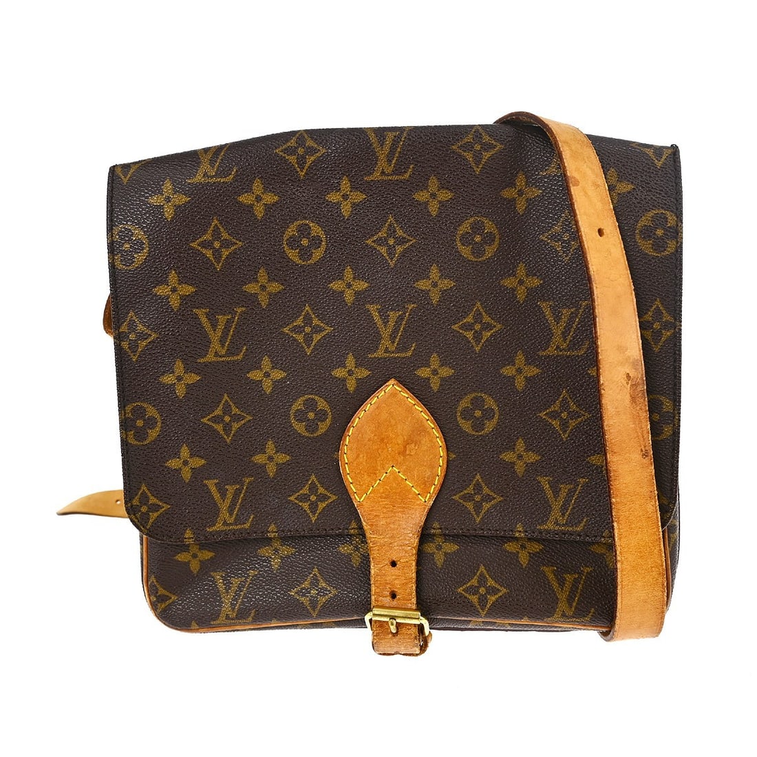 Louis Vuitton Monogram Cartouchiere GM Crossbody Shoulder Bag M51252: Louis Vuitton Monogram Cartouchiere GM Crossbody Shoulder Bag M51252 Vintage Louis Vuitton Cartouchiere GM shoulder bag in brown Monogram canvas with leather trim and an adjustable crossbody strap. Th