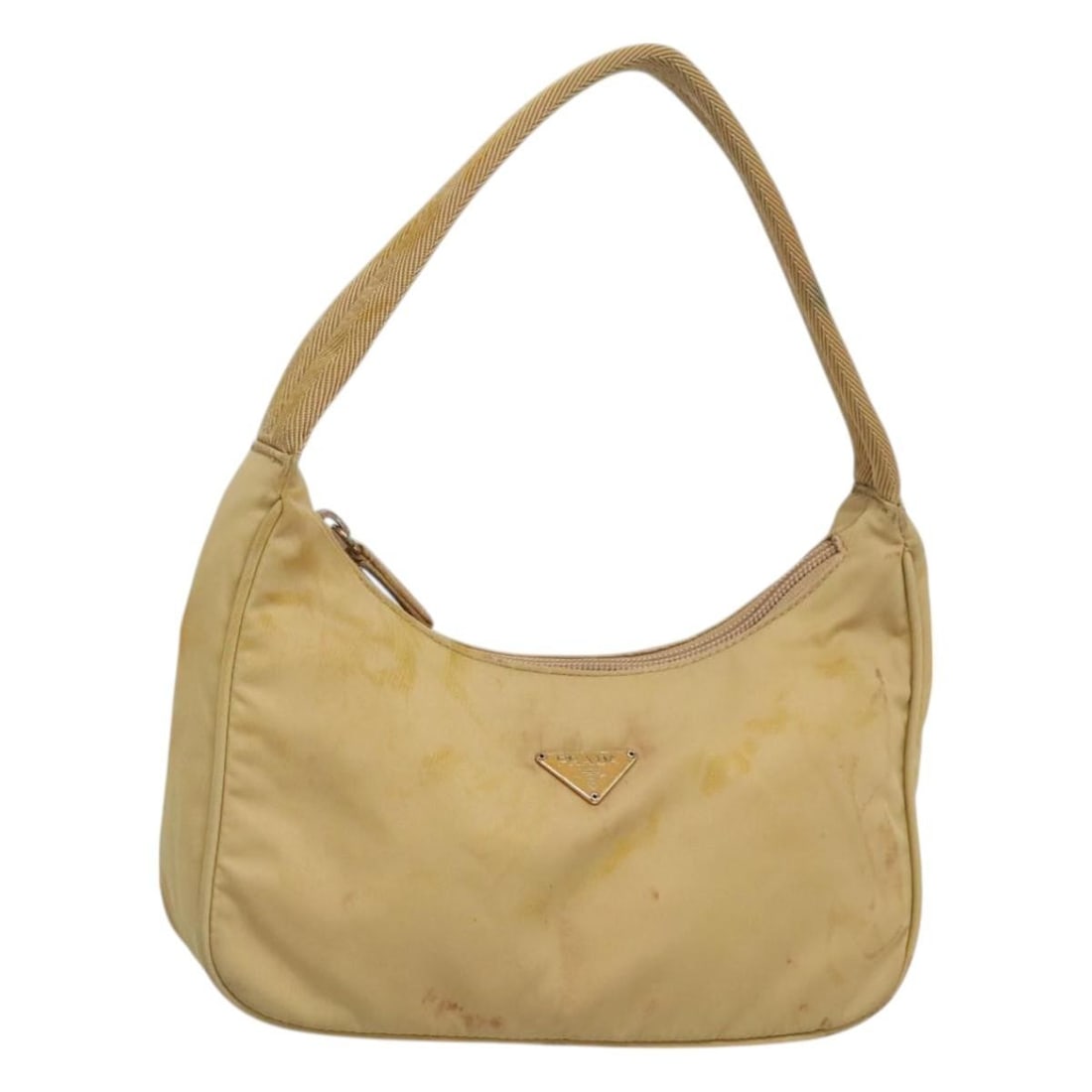 Prada Beige Nylon Accessory Pouch Italy: Prada Beige Nylon Accessory Pouch Italy This PRADA accessory pouch is crafted from beige nylon and is designed for women. Made in Italy, the pouch measures approximately 8.7 inches in length, 4.7 inch