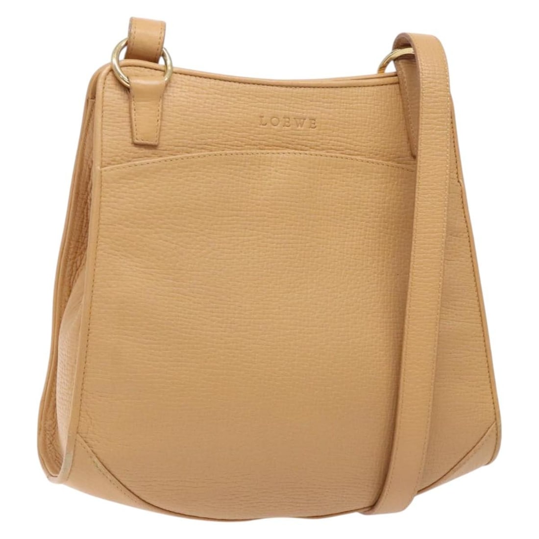 LOEWE Beige Gold Leather Shoulder Bag Auth 132265 Spain: LOEWE Beige Gold Leather Shoulder Bag Auth 132265 Spain This exquisite LOEWE Shoulder Bag showcases a luxurious blend of beige and gold leather, perfect for elevating any outfit. Measuring approximate