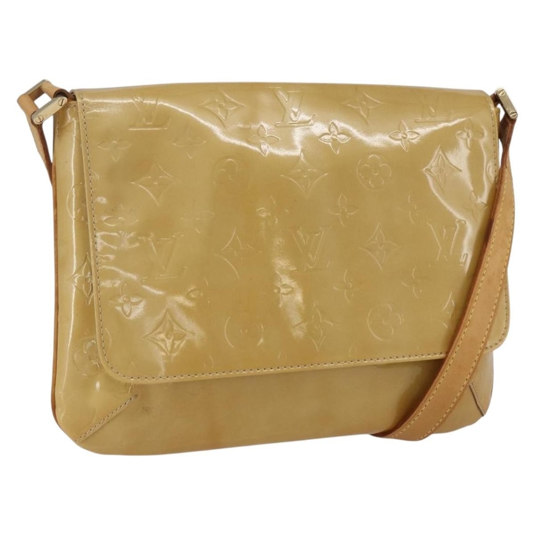Louis Vuitton Thompson Street Shoulder Bag Monogram Vernis Beige M91301: Louis Vuitton Thompson Street Shoulder Bag Monogram Vernis Beige M91301 Louis Vuitton Thompson Street shoulder bag in beige Monogram Vernis patent leather. Made in Spain, this women's bag features a s