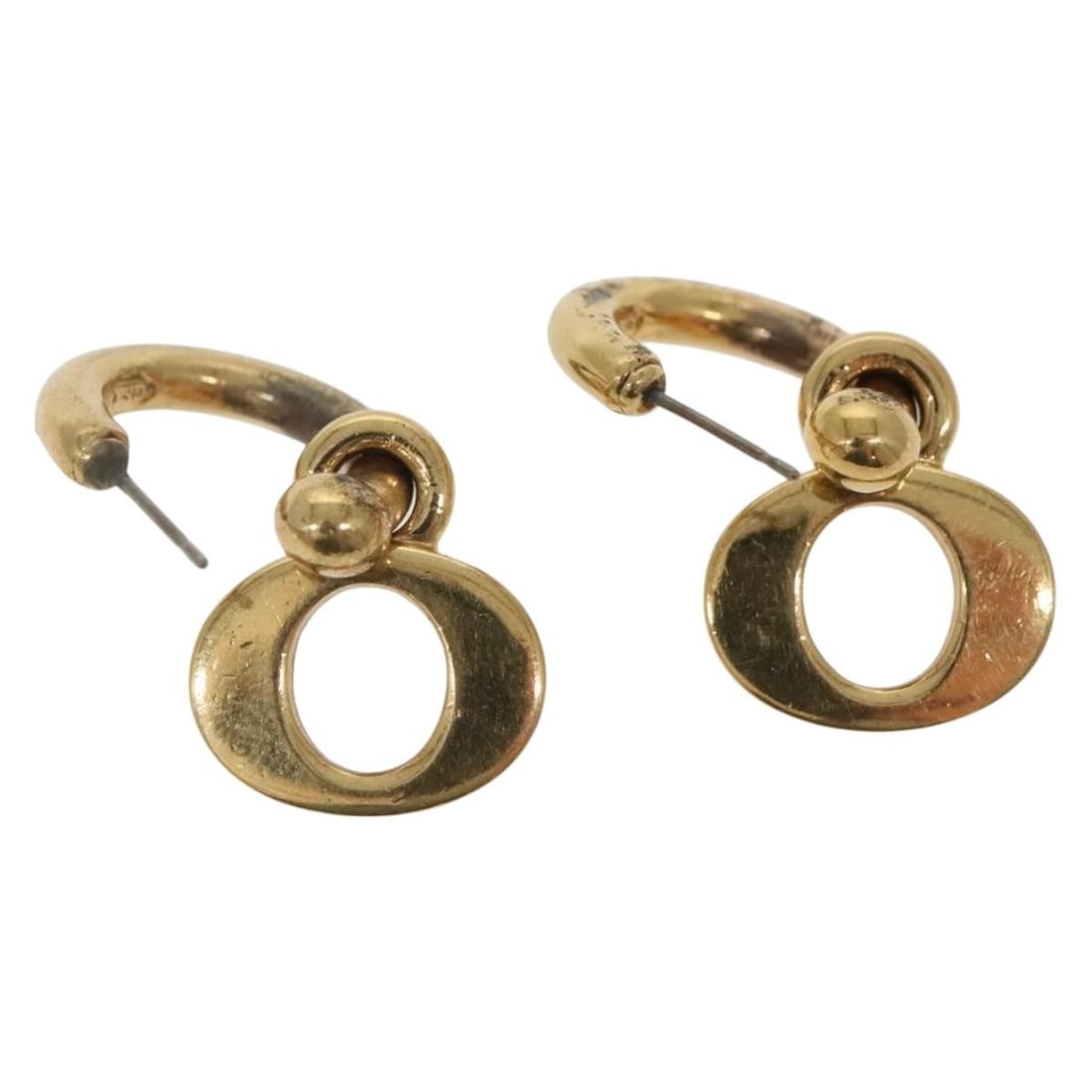 Christian Dior Pierce Gold Metal Earrings Authentic (1 of 11)