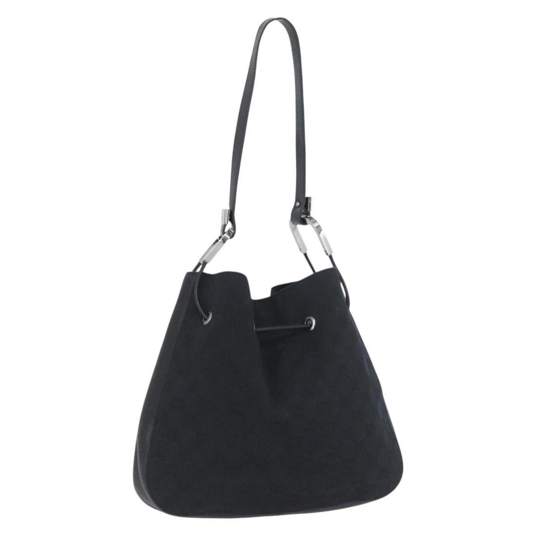 Gucci GG Canvas Black Silver Shoulder Bag 001 3748: Gucci GG Canvas Black Silver Shoulder Bag 001 3748 This Gucci GG Canvas shoulder bag features a classic black and silver design with the signature GG canvas exterior. The bag is designed for women and