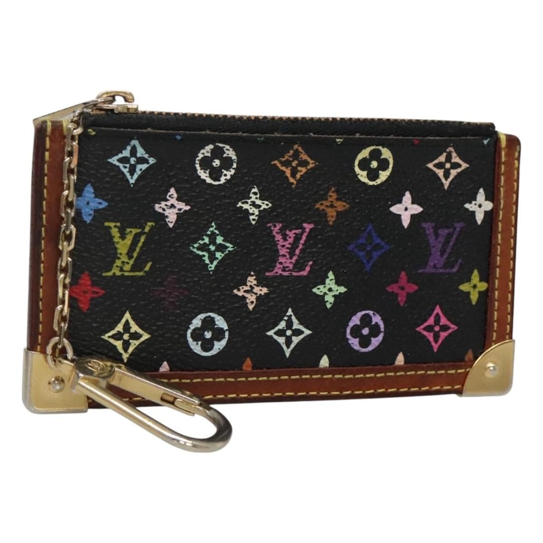 Louis Vuitton M13664 Multicolor Canvas Coin Purse Black Spain: Louis Vuitton M13664 Multicolor Canvas Coin Purse Black Spain Louis Vuitton Multicolor Pochette Cles coin purse in black Monogram Multicolor canvas. This women's coin purse was made in Spain and is of
