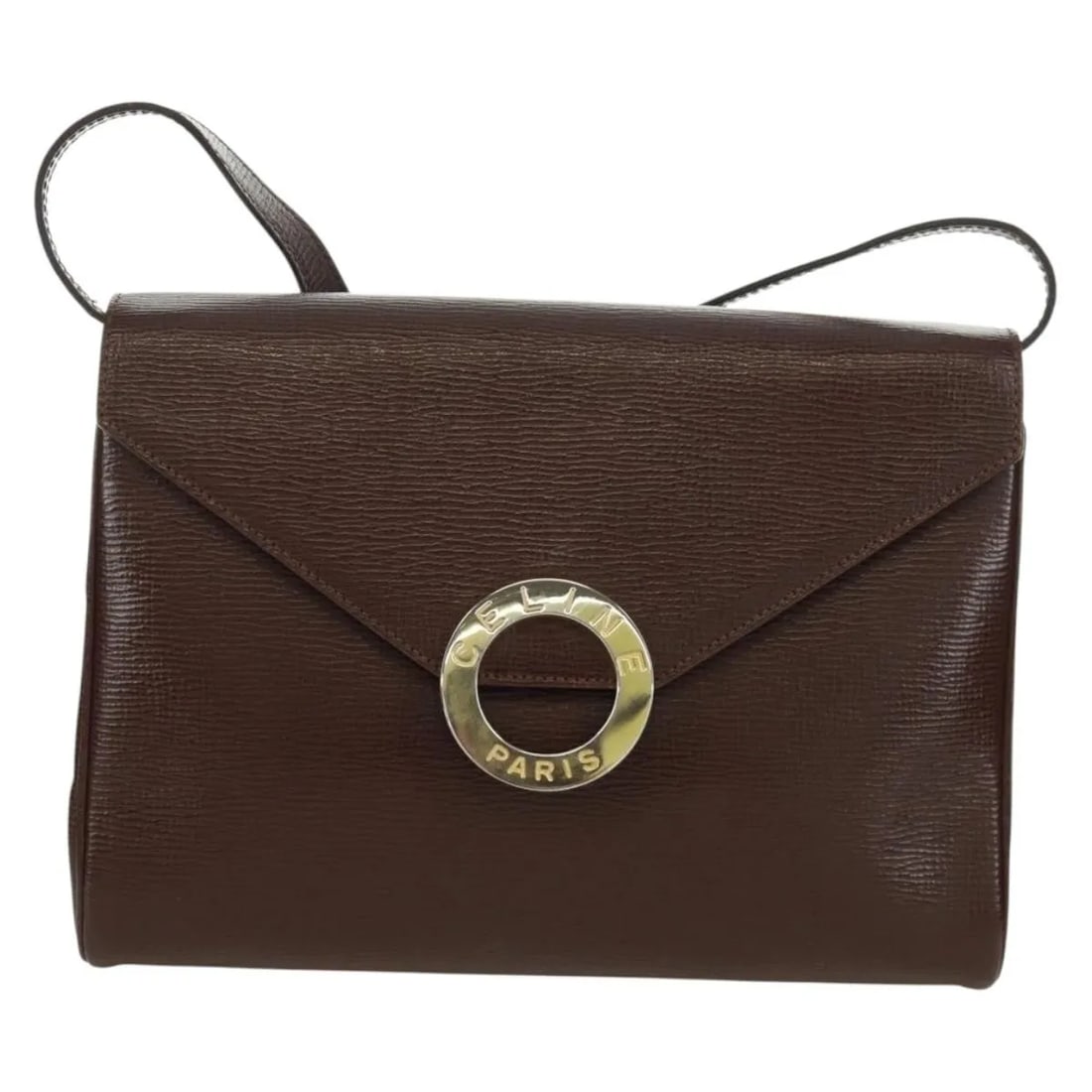 Celine Circle Logo Brown Leather Shoulder Bag Italy: Celine Circle Logo Brown Leather Shoulder Bag Italy This Celine Circle Logo Shoulder Bag is crafted from brown leather and designed for women. The bag features a shoulder strap and displays the iconic